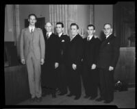 Lucien Shaw, Judge Hartley Shaw, and four other men, 1932 or 1933