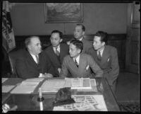 Los Angeles Mayor Frank Shaw and Philippine delegation to Washington, Los Angeles, 1935