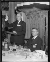 Robert G. Sproul and George E. Montgomery at a Rotary Club luncheon, Los Angeles, 1934