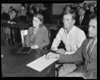 Murder suspects Violet and Otis Shields in court, 1935