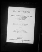Cover of pamphlet "Julian Thieves," by Robert P. (Bob) Shuler, [1930?]