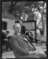 Glendale mayor Frank P. Taggart seated outdoors, [1932-1933?]