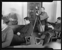 Football player Francis Tappaan in court at inquest, 1933