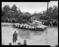 "Sea Monster" (lobster?) float in the Tournament of Roses Parade, Pasadena, 1934