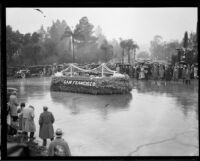 "Golden Gate Bridge" float in the Tournament of Roses Parade, Pasadena, 1934
