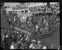 "Land of My Sunshine Dreams" float in the Tournament of Roses Parade, Pasadena, 1927