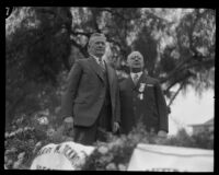 Governor Young and Tournament President Ticknor in the Tournament of Roses Parade, Pasadena, 1928