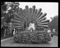 Sweepstakes winning "Kingdom of Paradise" float in the Tournament of Roses Parade, Pasadena, 1928