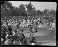 Los Angeles American Legion Drum and Bugle Corps in the  Tournament of Roses Parade, Pasadena, 1930