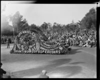 Los Angeles Board of supervisors float in the Tournament of Roses Parade, Pasadena, 1930