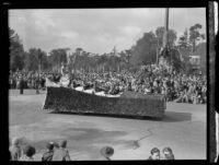 "Girls P.J.C. Band" float in the Tournament of Roses Parade, Pasadena, 1932