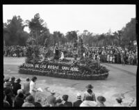 Victorious athlete float in the Tournament of Roses Parade, Pasadena, 1932