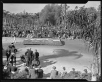 "Legend of the Chrysanthemum" float in the Tournament of Roses Parade, Pasadena, 1935