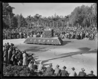 "Legend of King Arthur" float in the Tournament of Roses Parade, Pasadena, 1935