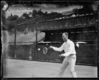 Harold Godshall playing tennis, Midwick Country Club, Alhambra, 1925