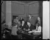 Los Angeles County Board of Supervisors hearing tax protests, Los Angeles, 1932