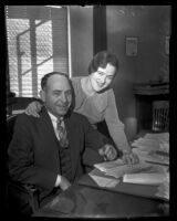 City councilman Edward Thrasher with his wife and campaign manager Louise Thrasher, Los Angeles, 1935