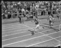 Olympic Club and USC athletes at a track meet, Los Angeles, 1932