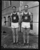 Ken Grumbles and Bud Houser, USC track athletes, Los Angeles, 1925