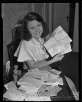 Lucille Truesdell receives letters riddled with advice, Los Angeles, 1935