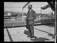 Navy Admiral Gustaaf Frederik Tydeman arrives in California from Holland, San Francisco, 1933