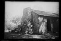 California cabin at Jackass Hill where Mark Twain wintered in 1964-1865, Tuttletown, copy print 1920-1939