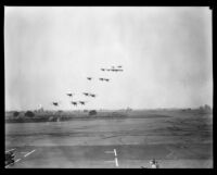 U.S. Army air maneuvers during air show at United Airport in Burbank, 1930
