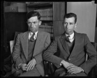 Clarence Townsend and Kenneth L. Mayes, striking street car operators, accused of purchasing dynamite, Los Angeles, 1934.