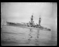 USS Oklahoma, a Navy battleship, at the Port of Los Angeles, San Pedro