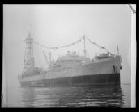 USS Patoka, a Navy fleet oiler, at the Port of Los Angeles, San Pedro, 1920-1939