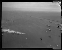 Navy Pacific Fleet ships at their home base at the Port of Los Angeles, San Pedro, 1920-1939