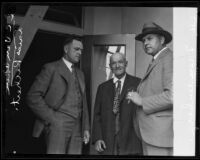 Los Angeles Times writer E. C. Van Aiken with Louis Rechert and Mr. Freudenberg, 1934-1939