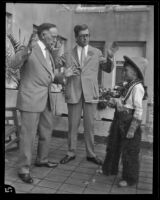 David Woodlock and J. H. Van de Water and Jim Van de Water at the Retail Merchants' Credit Assoc. convention at the Ambassador Hotel, Los Angeles, 1926