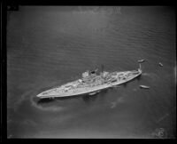 Battleship USS Idaho seen from above, Southern California