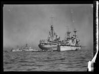 Navy's USS Salt Lake City beside the USS Medusa at Los Angeles Port, San Pedro, 1932-1939