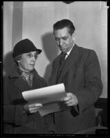 Alice Canfield with her attorney R. Dean Warner, Los Angeles, 1932