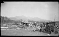 Aftermath of a wind storm that hit the tents of the Fourteenth National Orange Show, San Bernardino, 1924