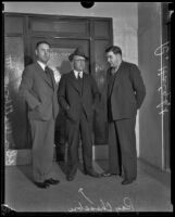 Newly elected city attorney Raymond Chesebro with two attorneys who worked on his campaign, Los Angeles, 1933