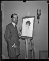 Austrian painter Baron Kurt Ferdinand von Pantz works on a commissioned portrait, 1932