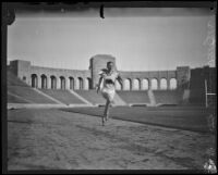 German Otto Peltzer trains on the track at the Coliseum, Los Angeles, 1928