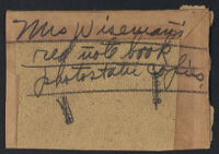 Envelope containing the red notebook of Lorraine Wiseman, witness in the Aimee Semple Mcpherson kidnapping case, 1926