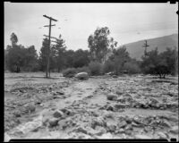View of mud and stones deposited during a catastrophic flood and mudslide, Montrose and La Crescenta, 1934