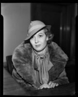 Sally Dolling in court to obtain a divorce from Morgan Dalloway, Los Angeles, 1934
