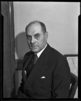 Louis R. Glavis, director of investigation for the Department of the Interior, in the office of U.S. Attorney Peirson Hall, Los Angeles, 1934