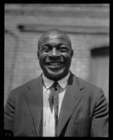 George Godfrey, heavyweight boxer, [outside the KJH Radio studio, Los Angeles(?)], circa 1926-1927