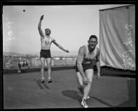 Dick Retzer and Max Gold playing handball, Los Angeles, 1922