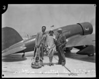 Art Goebel, ait pilot, with his father and mother, circa 1928