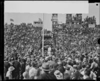 Art Goebel greeted by 40,000 at Mines Field, Los Angeles, 1928
