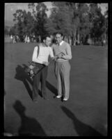 Unidentified golfer and caddy at the Los Angeles Open, 1934