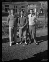 Golfer Denny Shute and two others at the Los Angeles Open, 1934